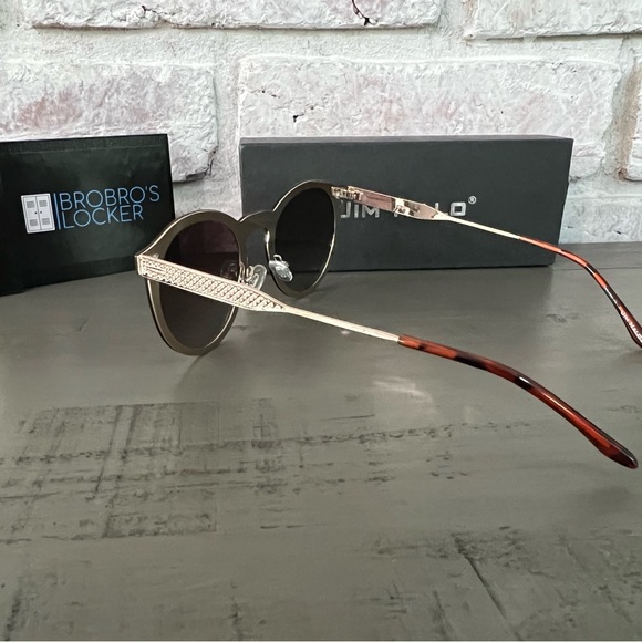 JIM HALO Polarized Round Sunglasses One Piece Rimless (Gold/Polarized Brown) - Picture 4 of 7